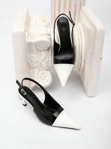 CUCCOO CHICEST Women's Pointed Toe Sexy Fashion High Heel Pumps, 2025 New Stylish Shoes For Dates & Parties - Black and White - View 2