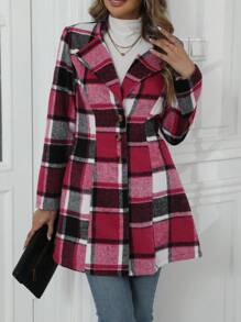 Chiquease Women's Button Front Long Sleeve Plaid Casual Jacket, Minimalist Style For Everyday Wear Fall Cloth For Women - Multicolor - View 4