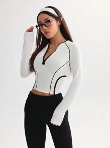 SHEIN Sport Studio Yoga Sports Cycling Slim Fit Half Zip Hoodie