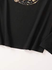 SHEIN Men's Long Sleeve Crew Neck Printed Theme Letter Sweatshirt, New Year Top, For Autumn/Winter, Family Matching Outfits (4 Pieces Sold Separately) - Black - View 5