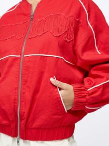 SUMWON WOMEN Classic Athletic Bomber Performance Jacket Modern Urban Streetwear Fall Winter Sports Team Outerwear Full Zip Active Daily Essential Ribbed Casual