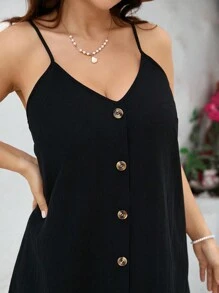 SHEIN VCAY Plus Size Solid Color Sleeveless Casual Holiday Dress