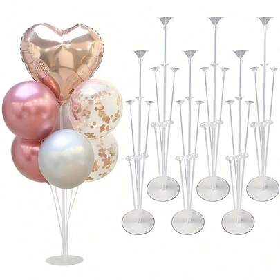 SHEIN 2/4/6Pcs Reusable Clear Balloon Holder Set - Perfect For Celebrations And Events, Suitable For Birthdays, Parties, Wedding Decorations (Balloons Not Included)