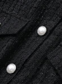 DAZY Holiday & Date Night Outfit, Women Tweed Round Neck Long Sleeve Short Dress,Fall Dress - Black - View 10