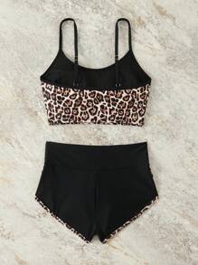 Swim SPRTY Summer Women's Sexy Leopard Print Adjustable Bikini For Beach & Sports - Black - View 6