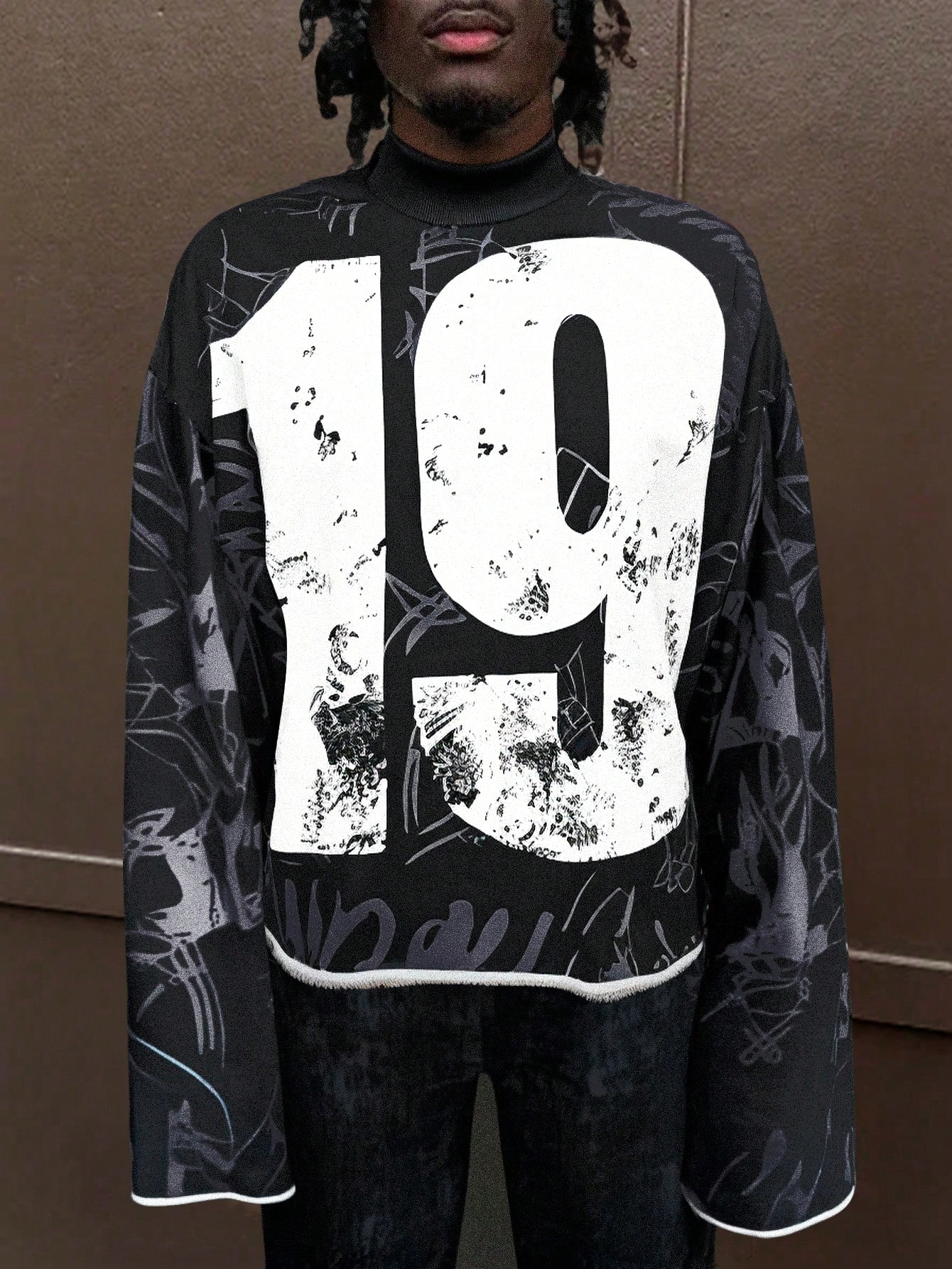 Manfinity Dauomo Y2K Men's Graphic Print Round Neck Long Sleeve Sweatshirt