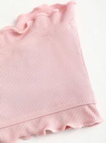 SHEIN Unity Top bandeau texturizado de estilo Y2K con volantes, cordón ajustable y rosa - Rosa - Ver 5