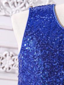 Sparklyn Vestido de fiesta sin mangas de color dorado brillante para niñas preadolescentes, adecuado para reuniones - Azul - Ver 3