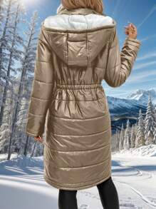 SHEIN Clasi Women's Quilted Zip-Up Warm Thermal Lined Jacket