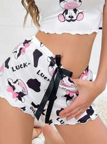Cute Cow Print Y2K Style Women Pajama Bottom - Multicolor - View 1