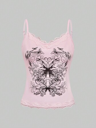 Fairycore Top camisero informal y sencillo con estampado para mujer, para uso diario