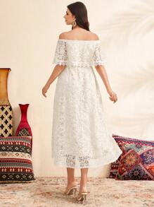 SHEIN Women's Simple Daily Off-Shoulder Maternity Dress - Apricot - View 2