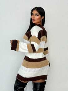 Zolique Women's Knitted Long Sleeved Sweater Short Casual Color Khaki Dress Slim Fit Party Autumn And Winter Women's Clothing