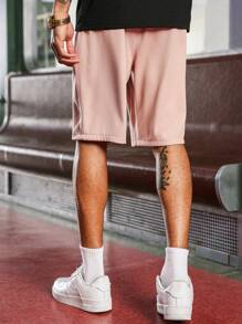 PAVTROS Short bermuda Manfinity Streetrush à jambes larges avec broderie de boxe, style streetwear américain, sport et fitness, pour la Saint-Valentin, rose - Rose bonbon - Voir 2