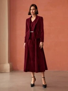 MOTF PREMIUM VELVET SINGLE BUTTON PEPLUM BLAZER