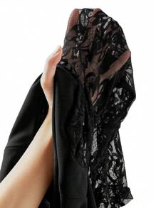 Gownix 女士优雅黑色撞色蕾丝连体裤，春夏