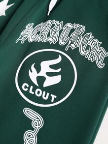 StreetHx Women Letter & Pentagram Print Hoodie And Sweatpants 2pcs Set, Casual For Autumn/Winter