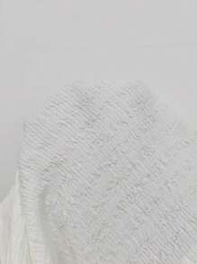 Flirla Plus Size Women Textured Wide Leg Casual Pants, Spring/Summer - White - View 7