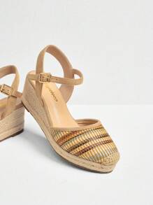 Styleloop Sandalias de cuña de plataforma de cuerda tejida para mujer, estilo bohemio, atuendo retro de festival de música country estadounidense