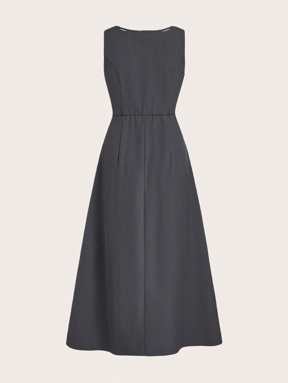 SHEIN Maija Grey Bowknot Sash Pleated A-Line Sleeveless Mid-Length Dress For Women, Minimalist Fashion For Party, Valentine's Day Gathering Festival