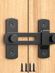 1 件不锈钢门闩锁 + 4 件螺丝 - 通用型防盗移动滑动门锁，适用于露台、壁橱、阳台、返校用品