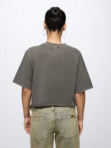 SUMWON WOMEN 超大号都市街头风格图案 T 恤，带数字印花，个性 T 恤，做旧复古水洗酷炫设计，节日音乐会休闲装