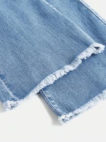 SHEIN Girlism Tween Girls Elastic Waist Flare Casual Versatile Jeans