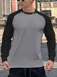 Manfinity Sport Corelite Men's Contrast Color Round Neck Raglan Sleeve Casual Sports T-Shirt