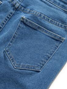 SHEIN Pantalones cortos vaqueros blancos rasgados y deshilachados para adolescentes, para atuendos de primavera y verano de chicos adolescentes - Azul - Ver 5