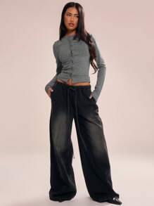 MUSERA Button Down Long Sleeve Sweater Spring Casual Y2k 90's Cute Airport Holiday Summer Back To School Winter Everyday  Work Office  Chic Spring - Grey - View 4