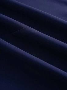 EMERY ROSE Women V-Neck Contrast Button Embellished Short Sleeve Top - Navy Blue - View 8