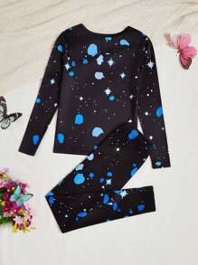 Tween Girl 睡衣贴身套装 - 蝴蝶印花和夜光印花长袖衬衫和长裤