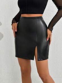 EURMUSE Detailed Short Skirt Zipper Simple Fashion Daily Casual - Black - View 1