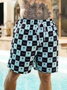 Manfinity Swimmode Plus Size Men's Simple Fashion Casual Beach Shorts, Everyday Wear Men Swim Trunks - Black - View 6