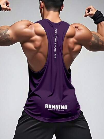 Manfinity Sport Corelite Camiseta de tirantes casual y deportiva para hombres, de estilo minimalista para llevar a diario, camiseta para hacer ejercicio, top de gimnasio transpirable