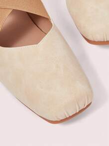 CUCCOO DOLLMOD Women's Square Toe Criss-Cross Strap Fashion High Heel Pumps - Apricot - View 10