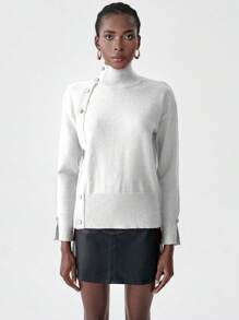 Chiquease 圣诞涂鸦印花套头毛衣，休闲时尚，适合日常穿着，秋冬针织套头衫 - 白色 - 查看 5