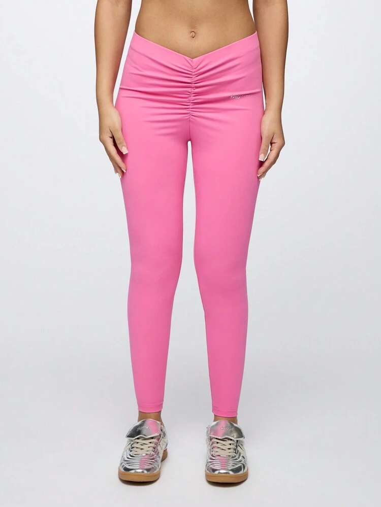 SUMWON WOMEN Leggings ajustés à la taille froncée en V