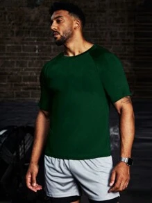 Manfinity Fitness 男士休闲百搭纯色短袖运动 T 恤