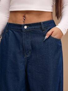 Forever 21 大码春夏女装高腰/阔腿/直筒/情人节/休闲/复古/节日/乡村音乐会/早午餐/返校节/复活节/宾客/茶会/基本款/音乐会女装/舞会/婚礼/狂欢节/正式/女牛仔/西部/鸡尾酒会/俱乐部/春季服装/生日/可爱/优雅/外出/度假/办公室/机场/ 2000 年代风格/街头风格牛仔裤 - 藍色 - 查看 6