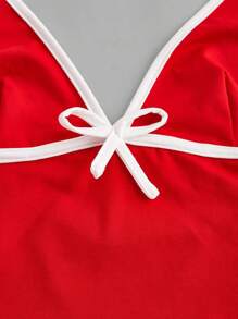 SHEIN ICON Fitted Contrast Trim Bow Decor Casual Tank Top