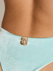 AiiRZ High Waisted Brazilian Bikini Bottom Velvet Cheeky Cut Swimsuit Bottom Beach Vacation Swimming Pool Summer Swim Wear Retro Style Fashion - Blue - View 5