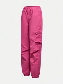 SHEIN 户外休闲时尚粉色长裤，青少年女童长裤，适合户外活动、城市街头摄影、日常穿着 - 粉色 - 查看 6