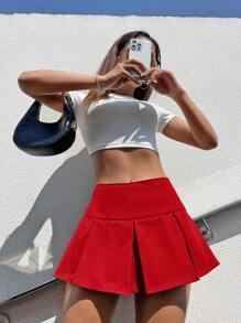 SHEIN EZwear Zomerrok met brede tailleband en plooidetail