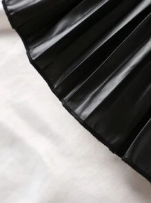 Baby Girl Spring & Summer Street Style,Solid Color Imitate Leather Skirt