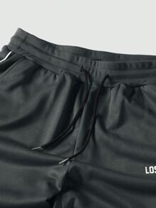 Manfinity EMRG Men's Letter Print Drawstring Waist Wide Leg Loose Sweatpants, For Rave - Multicolor - View 4