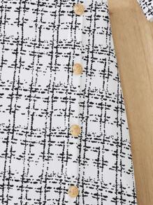 SHEIN Tween Girls Urban Chic Long Sleeve Jacket & Bodycon Mini Skirt Set, NOVA Shop - White - View 3