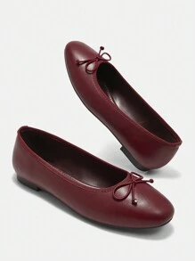 CUCCOO BIZCHIC Women's Solid Color Casual Slip-On Flat Shoes With Bow Decor Valentine's Day - Hot Pink - View 6