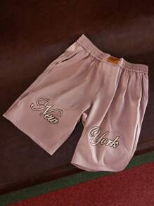 PAVTROS Short bermuda Manfinity Streetrush à jambes larges avec broderie de boxe, style streetwear américain, sport et fitness, pour la Saint-Valentin, rose - Rose bonbon - Voir 6