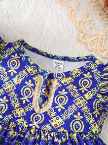 SHEIN Newborn Baby Girl Summer Dress - Blue - View 3